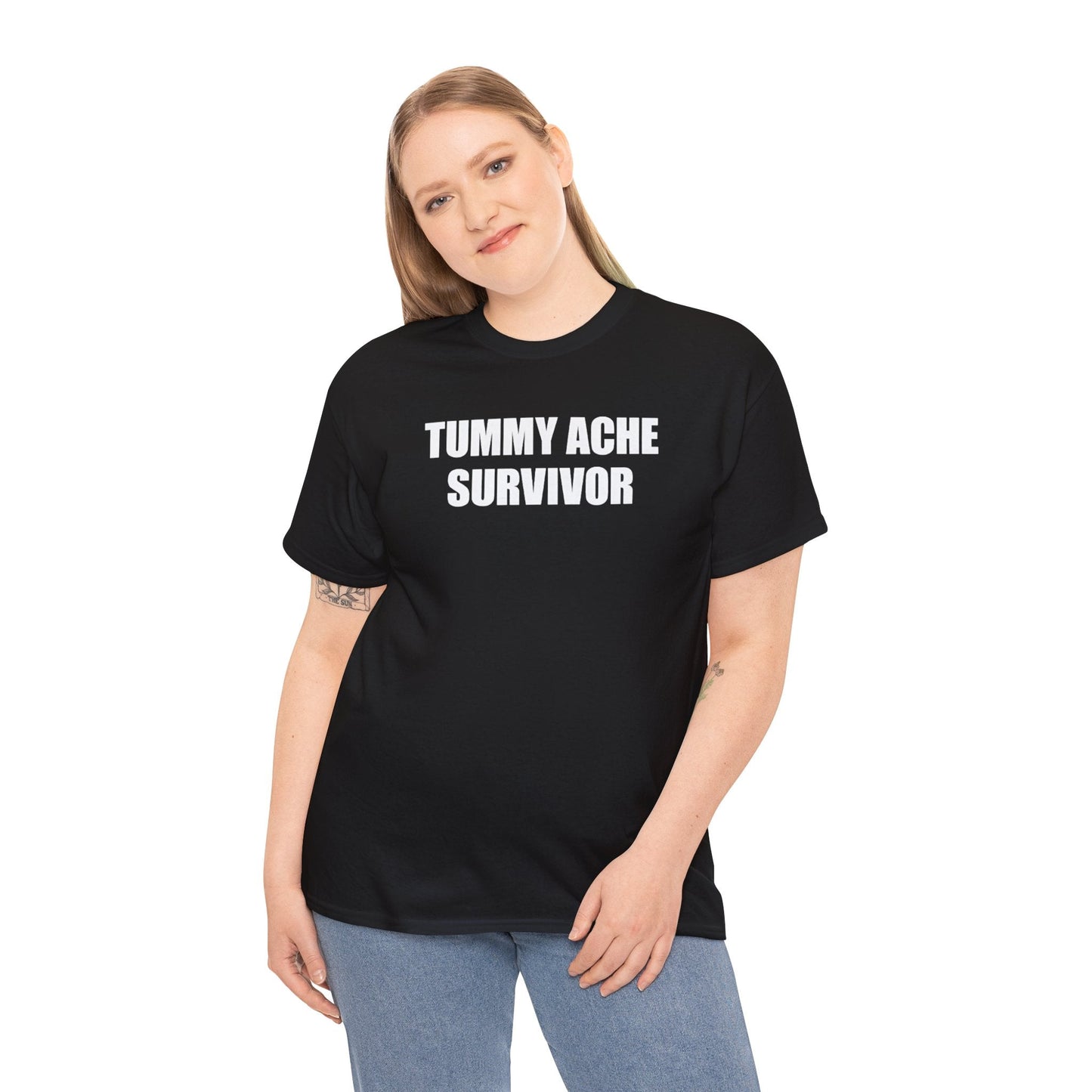 Tummy Ache Survivor Shirt – Funny Meme T-Shirt for Food Lovers & Humor Fans