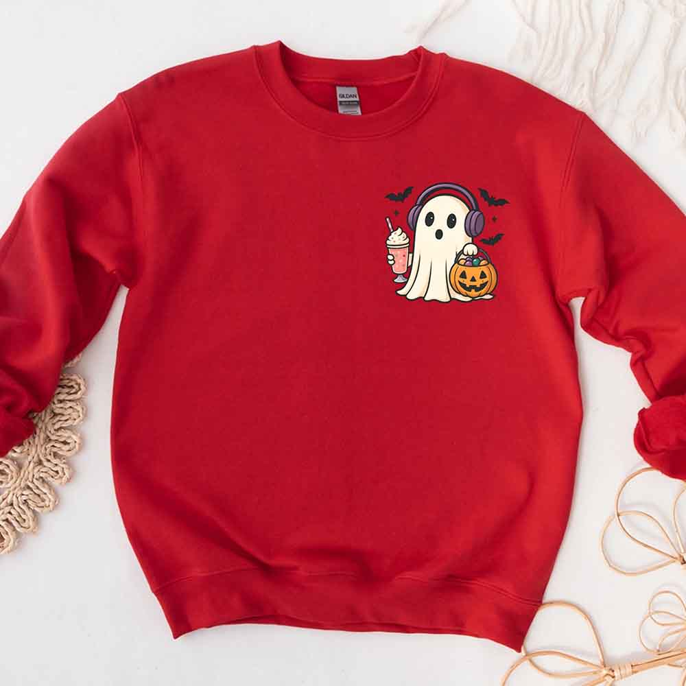 Little Ghost Iced Coffee Sweatshirt – Cute Halloween Ghost Sweatshirt
